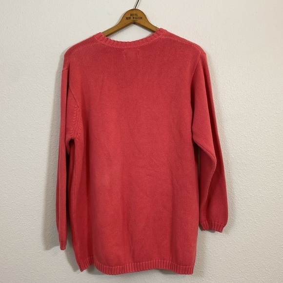 Vintage Lands’ End Drifter Sweater 100% Cotton in Medium Pink Size L - Picture 2 of 6